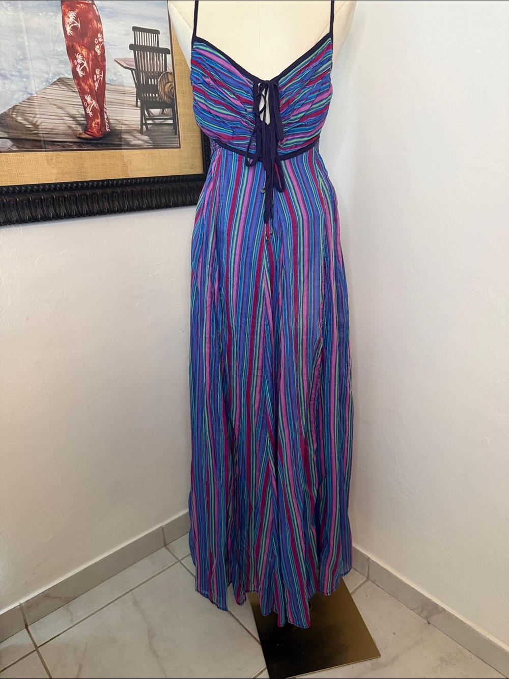 Free People Striped Maxi Dress in Blue, Purple, Pink
